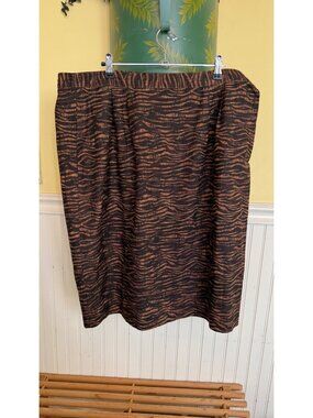 Vintage 90s Tiger Stripe Print Skirt With Pockets Elastic Waistband Lightweight